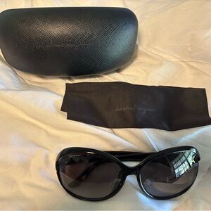 Salvatore Ferragamo Glossy Black Sunglasses